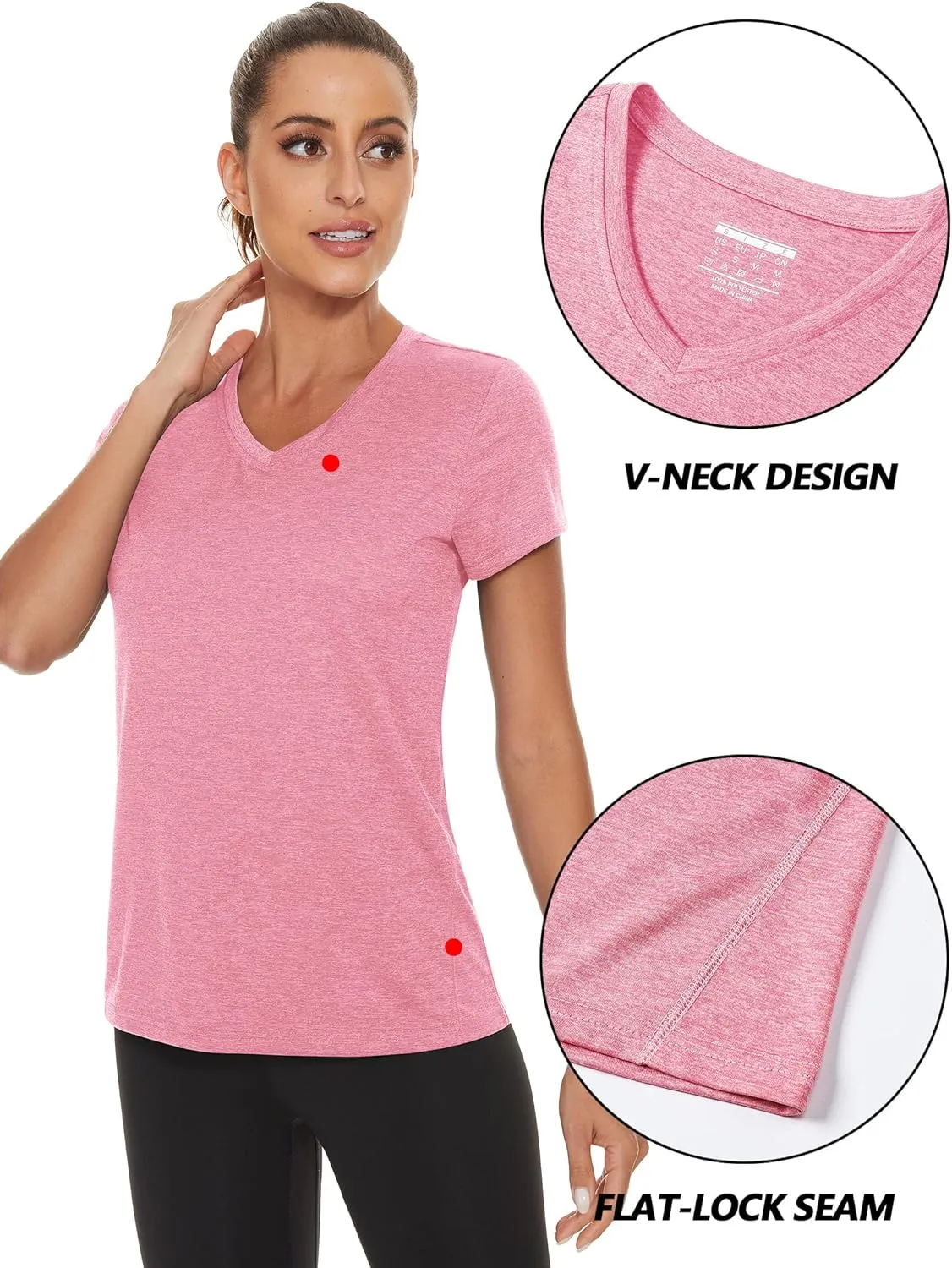 TACVASEN Women's Short Sleeve Running Shirts Lightweight Quick Dry T-Shirts Outdoor Hiking Tops