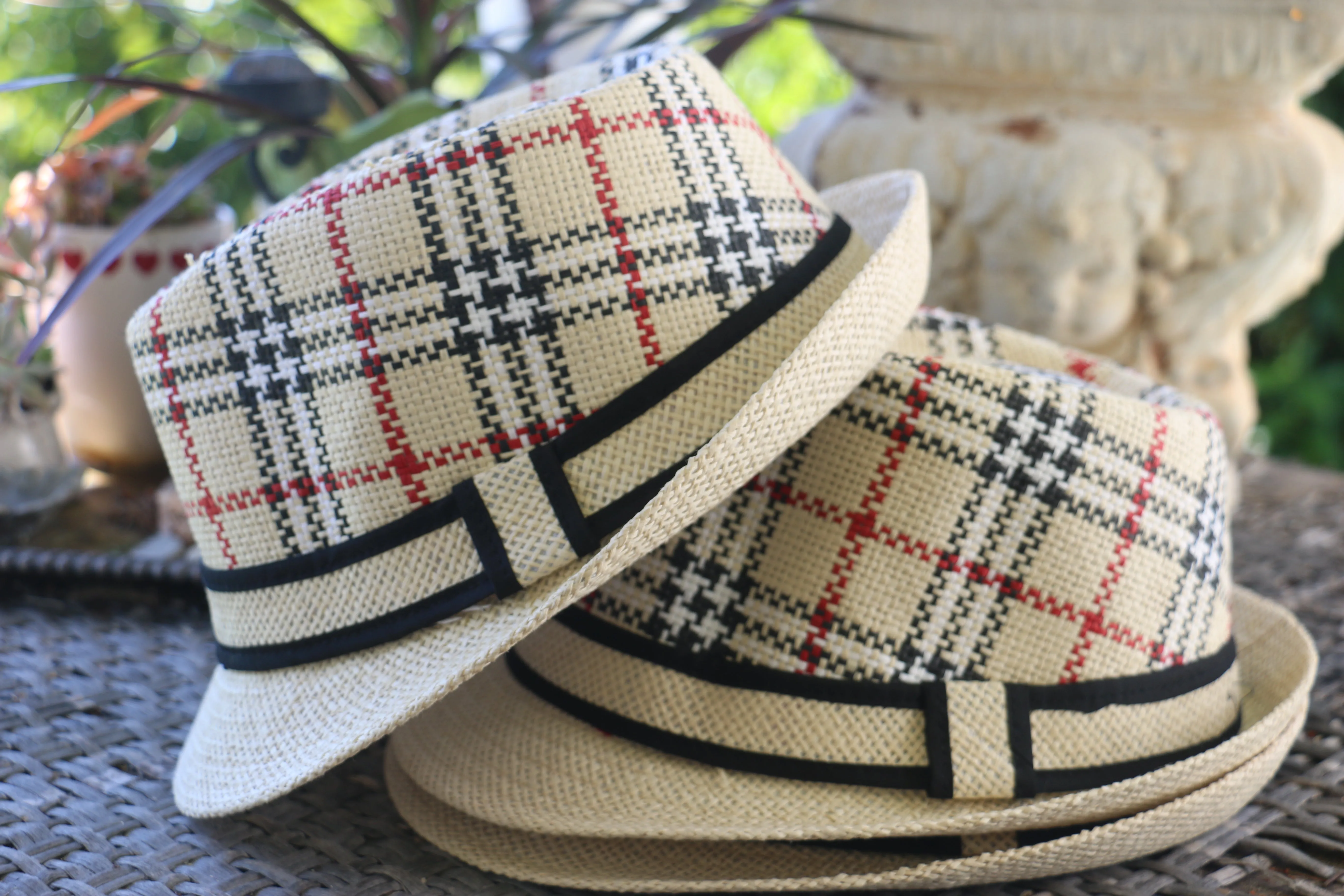 Tan Plaid Fedora