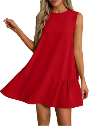 Tank Dresses for Women 2025 Solid Color Flowy Beach Sundresses Casual Vacation Summer Trendy Clothing