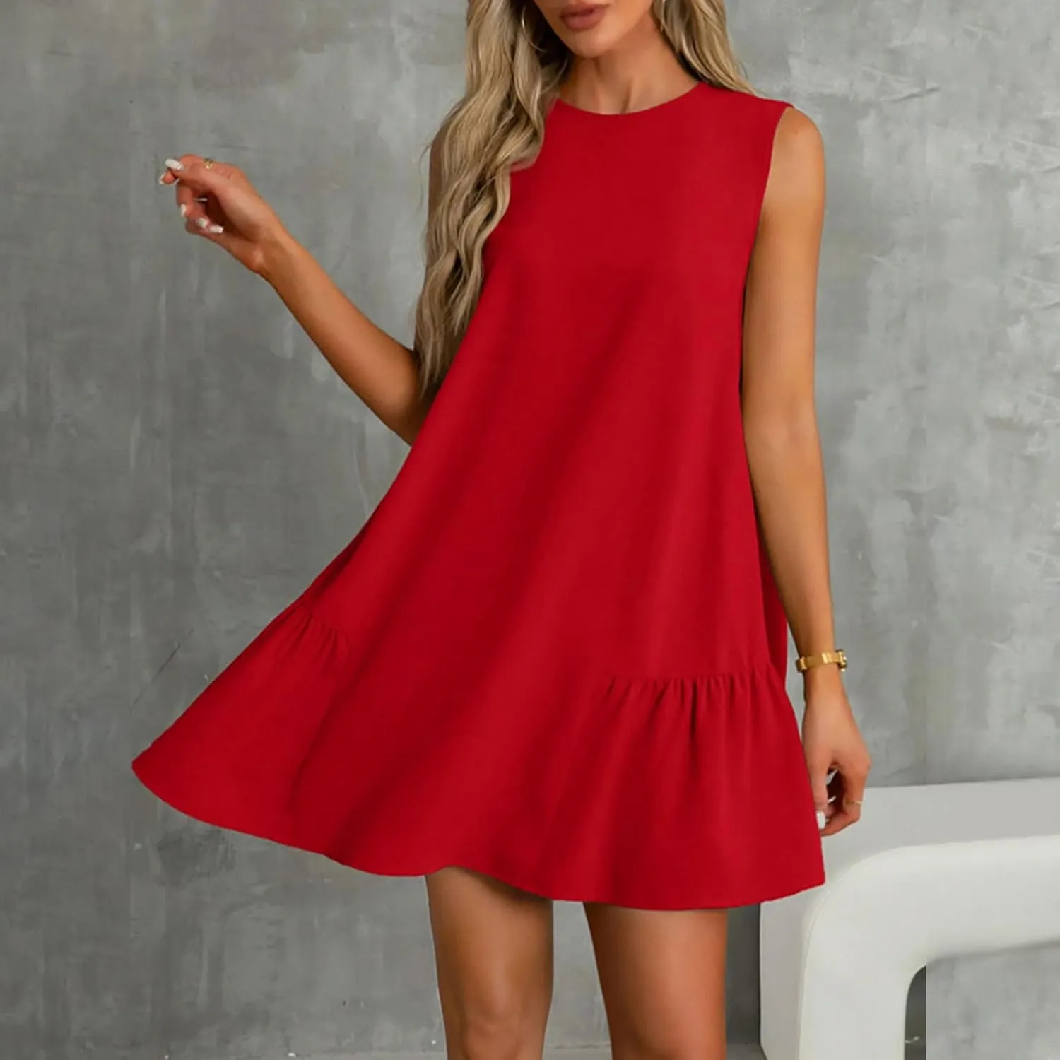 Tank Dresses for Women 2025 Solid Color Flowy Beach Sundresses Casual Vacation Summer Trendy Clothing