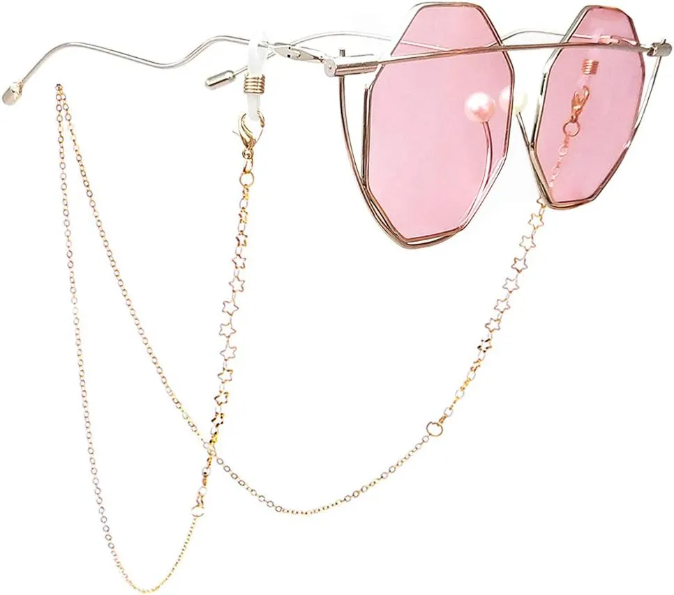 TERAISE Eyeglass Chain for Women/Ladies Retro Fashion Metal Carved Sunglasses Cords Strap Adjustable with Clean Cloth