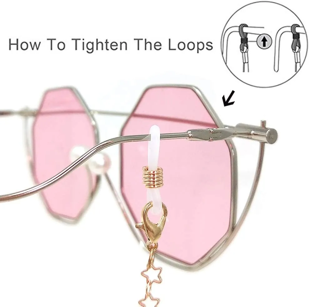 TERAISE Eyeglass Chain for Women/Ladies Retro Fashion Metal Carved Sunglasses Cords Strap Adjustable with Clean Cloth