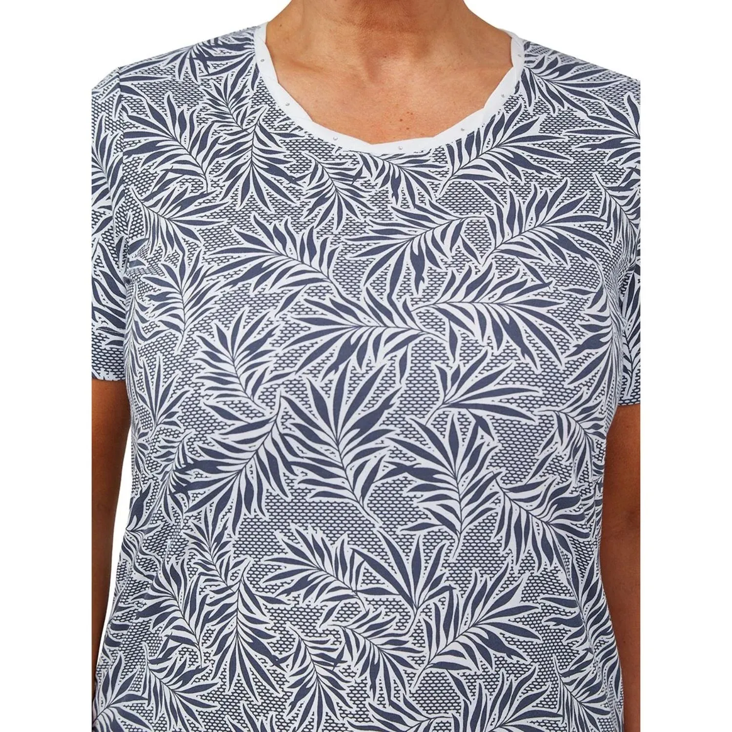 TIGI 10/12 Leaf Cross Stitch Print Top