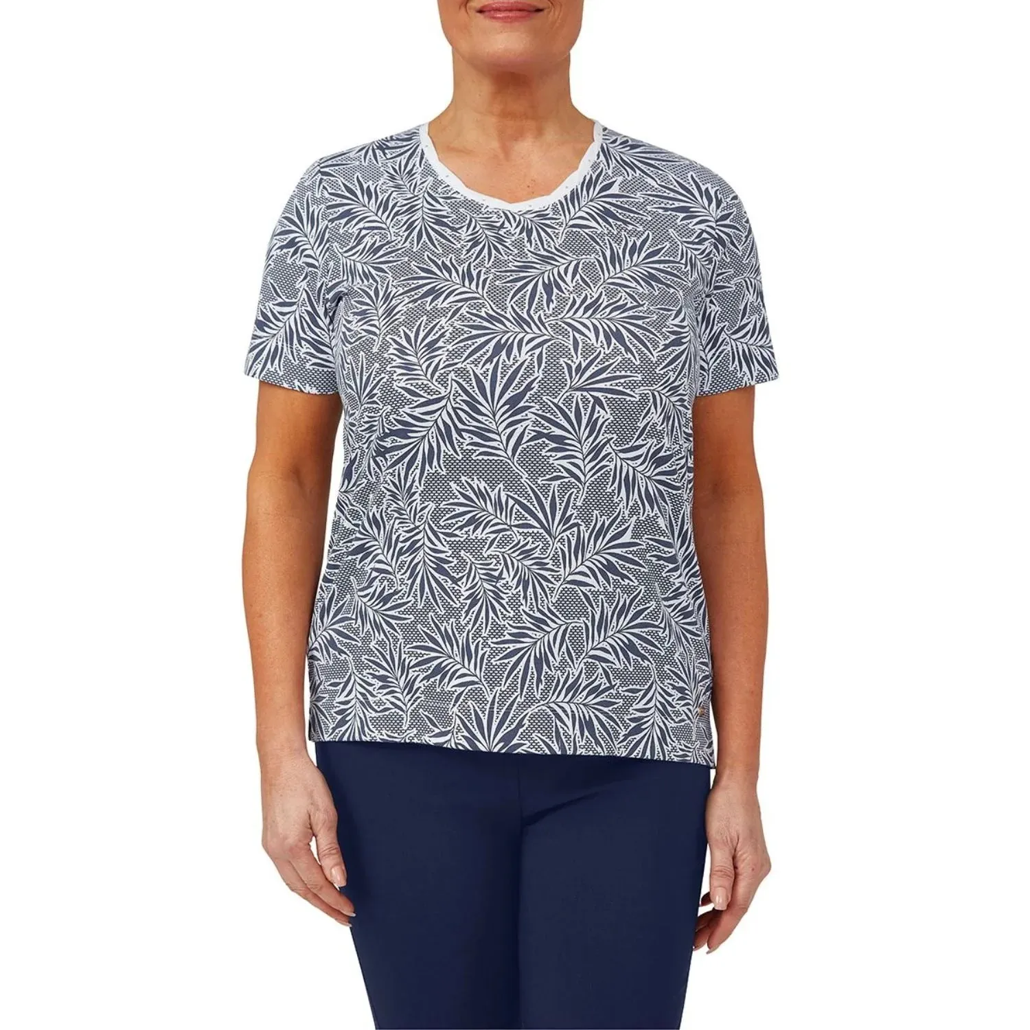 TIGI 10/12 Leaf Cross Stitch Print Top