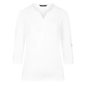 TIGI 18/20 Embroidered Bib Notch Neckline Top