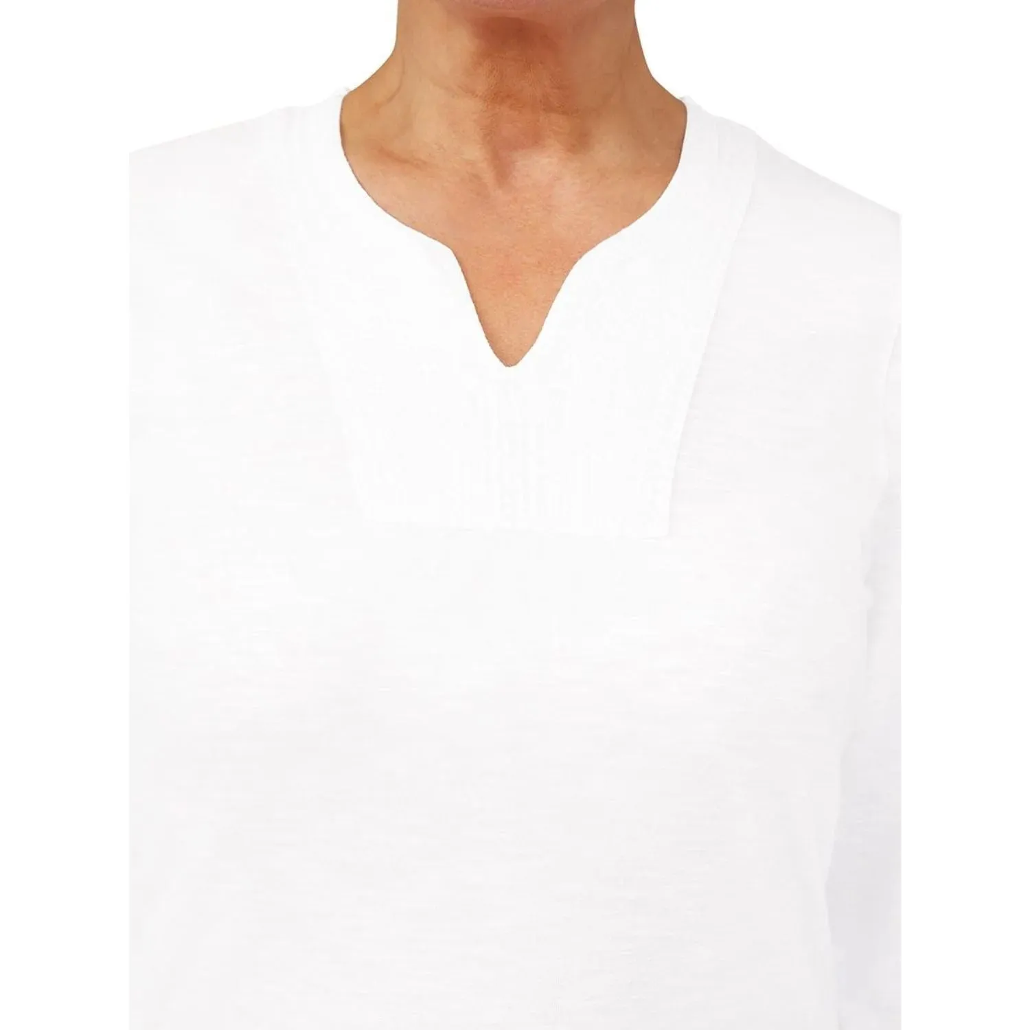 TIGI 18/20 Embroidered Bib Notch Neckline Top