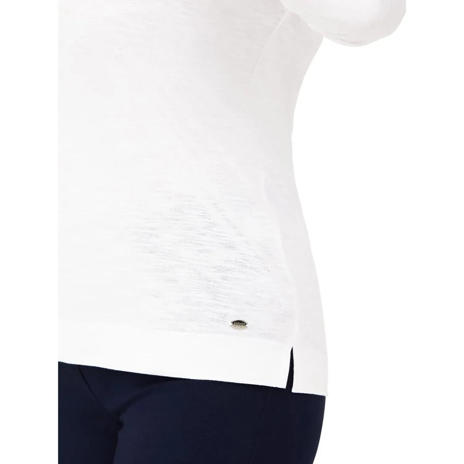 TIGI 18/20 Embroidered Bib Notch Neckline Top