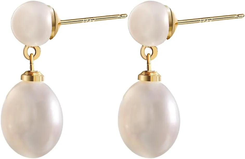 Timeless Mini Double Pearls Earrings for Women Freshwater Cultured Pearl Earings S925 Post for Wedding Bridesmaid