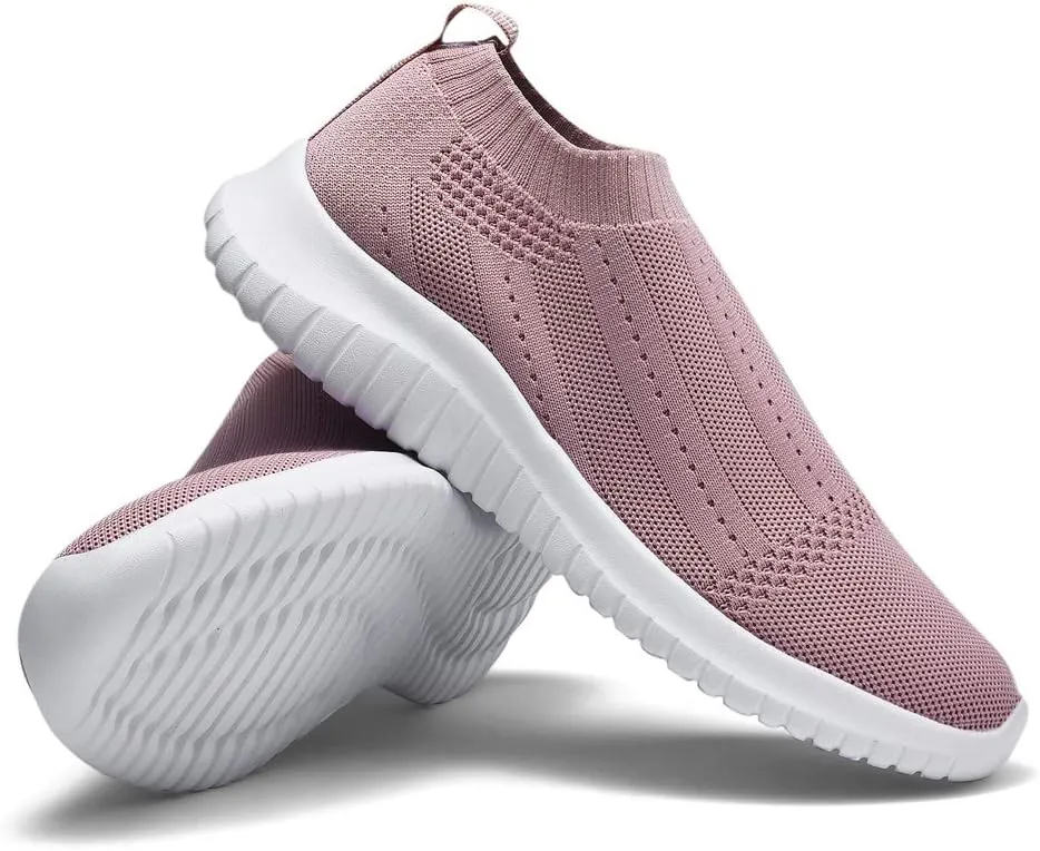 TIOSEBON Women's Walking Sock Shoes Elastic Knit Lightweight Slip on Breathable Yoga Sneakers