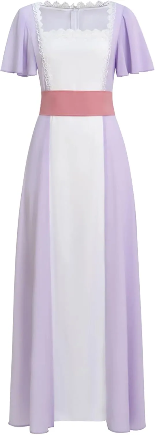 Titanic Cosplay Costume Women Girls Rose Dress Chiffon Evening Gown for Halloween
