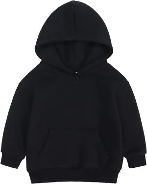 Toddler Boys Girls Pullover Fleece Sweatshirt Children Solid Plus Babies Hooded Color Top Coat Girls Sweatshirt Girls (Black, 12-24 Months)