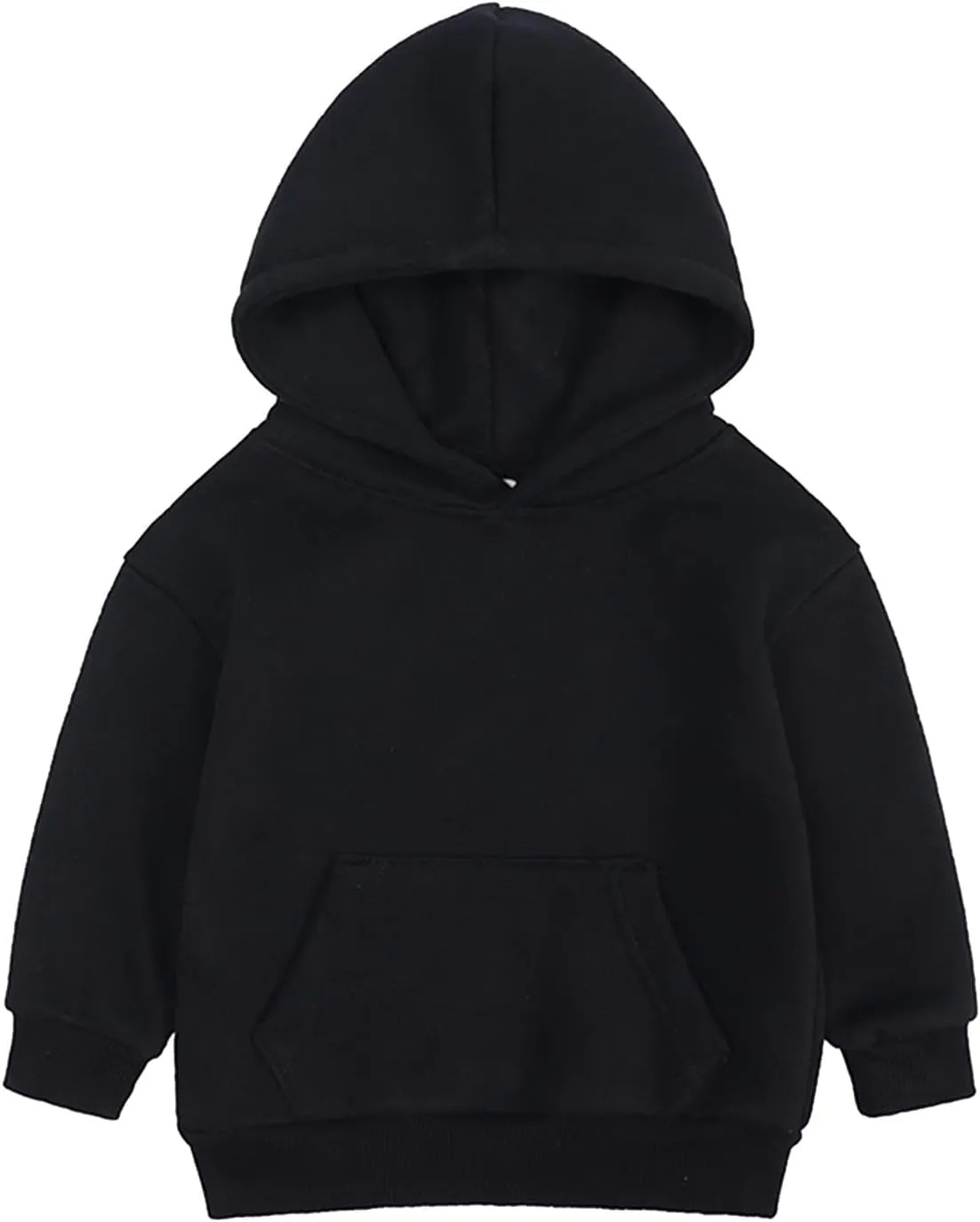 Toddler Boys Girls Pullover Fleece Sweatshirt Children Solid Plus Babies Hooded Color Top Coat Girls Sweatshirt Girls (Black, 12-24 Months)