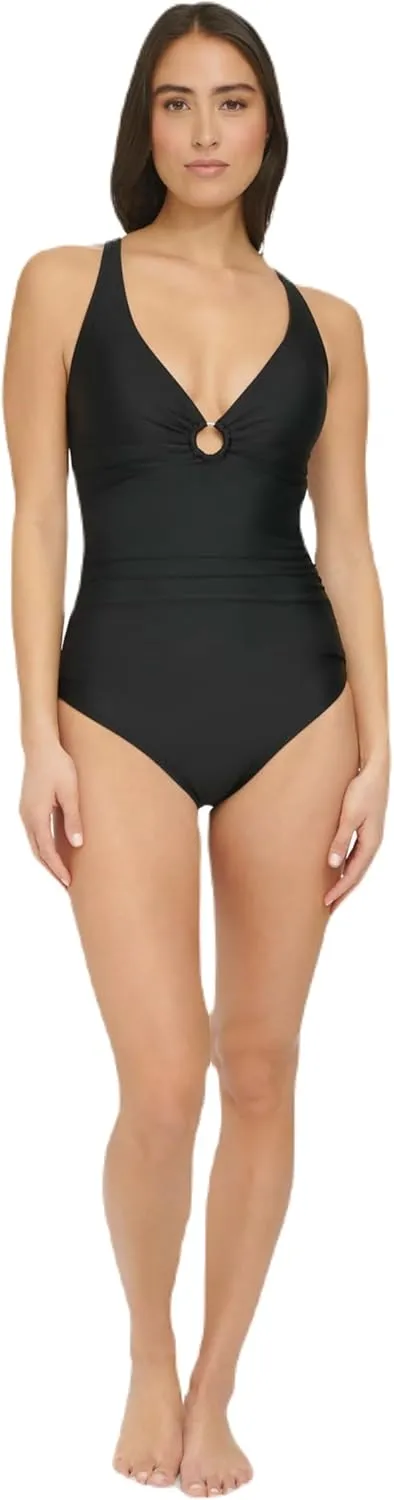 Tommy Hilfiger Women's One Piece Keyhole Ring Detail Swimsuit