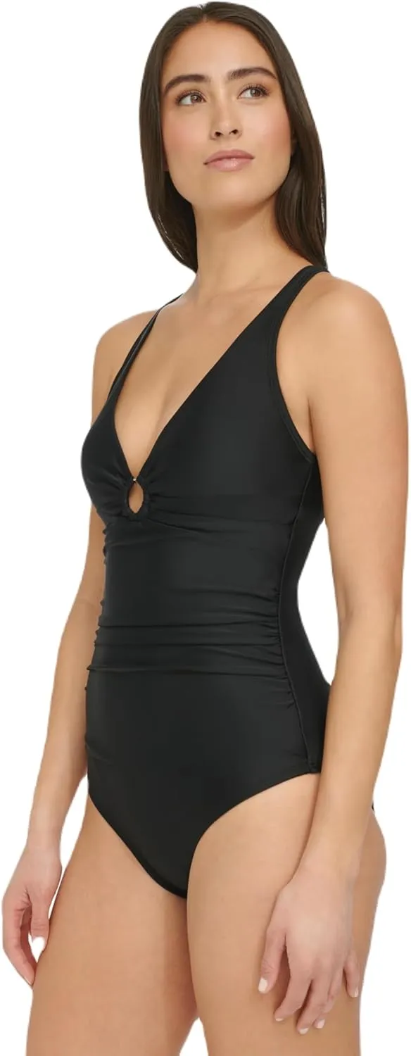 Tommy Hilfiger Women's One Piece Keyhole Ring Detail Swimsuit