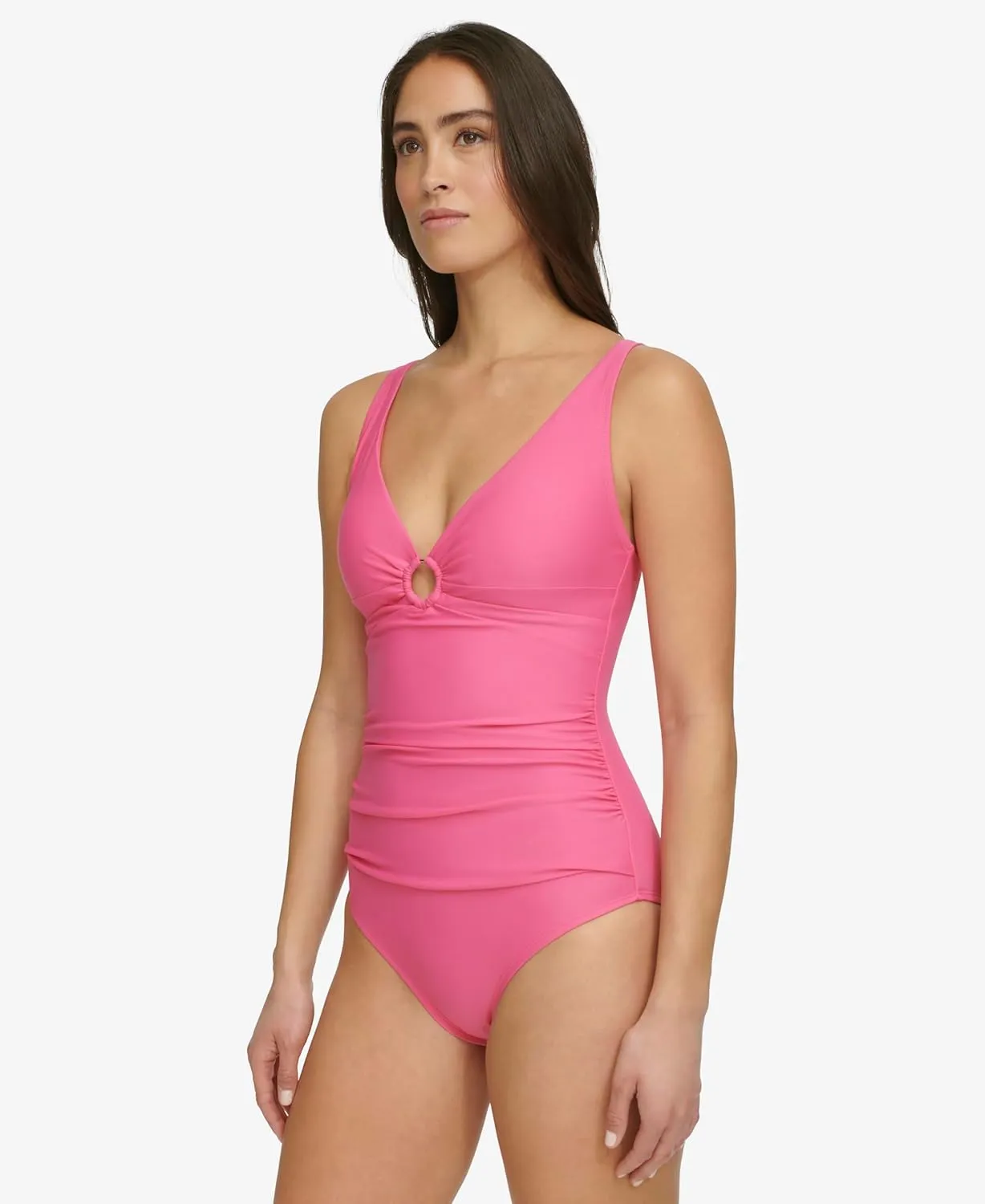 Tommy Hilfiger Women's One Piece Keyhole Ring Detail Swimsuit