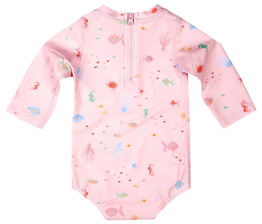 Toshi Swim Baby Onesie Long Sleeve Coral