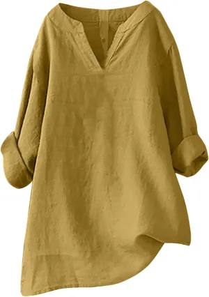 Trendy Dressy Blouses Plus Size Casual Women Size Color Long Blouse Loose Women'S Blouse Fashion Dressy Plain Blouses