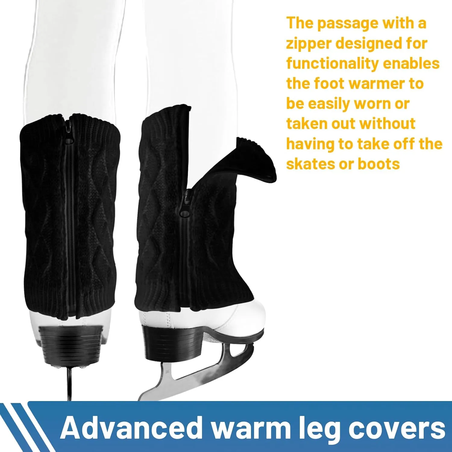 TUYUU Warm knit Fleece Lined Leg Warmers and Headband Set for Figure Skating Hockey Skating Ice Skating.Skating Accessories