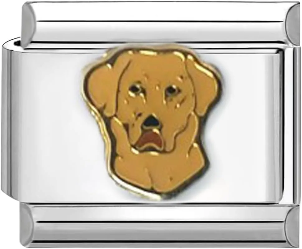 UNY JEWEL Italian Charm 9mm Stainless Steel Labrador Retriever Dog Design Modular Charm Link for Bracelets Unisex Jewelry