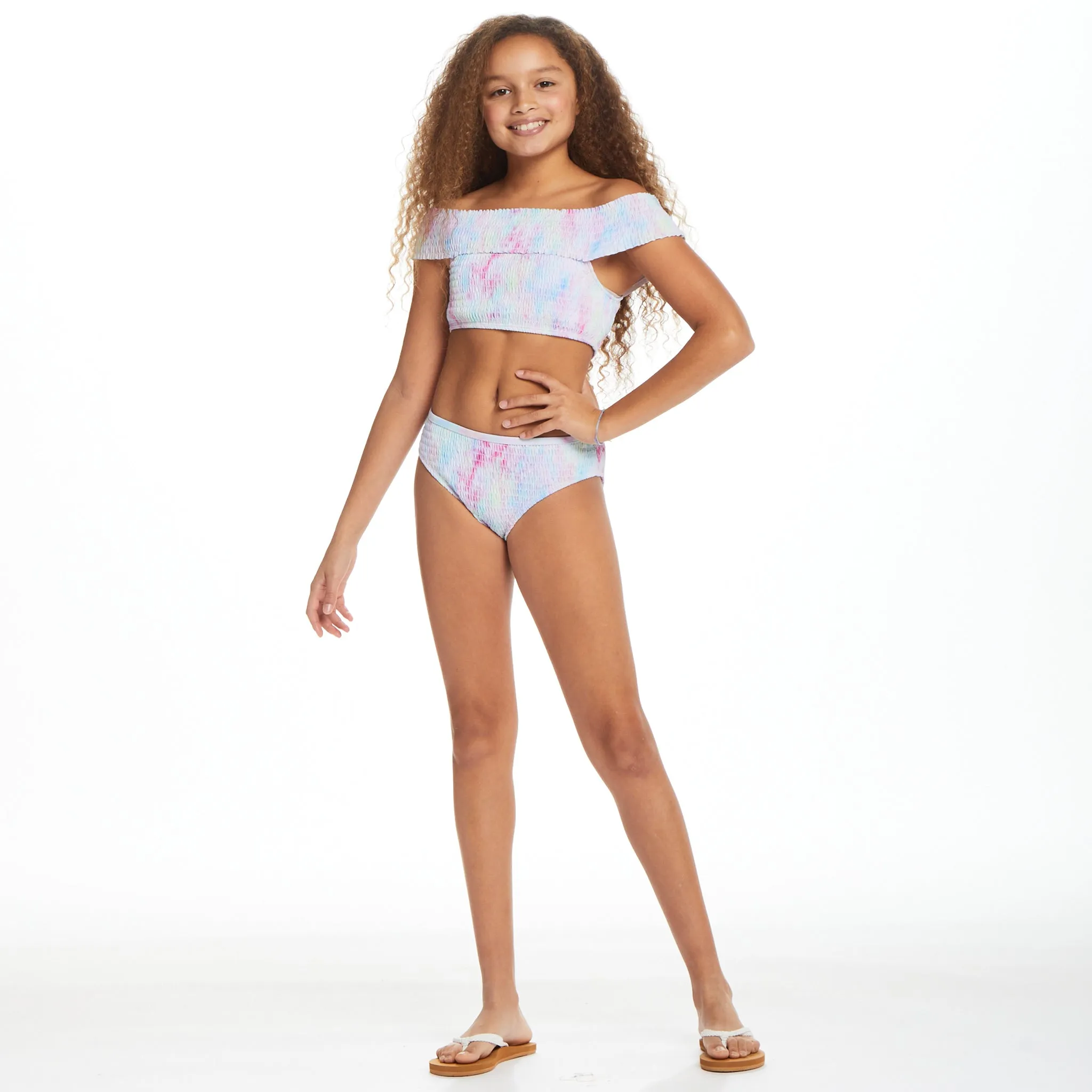 UPF 50  Tween Tie Dye Cold Shoulder Bikini (7-16 Years) | Purple