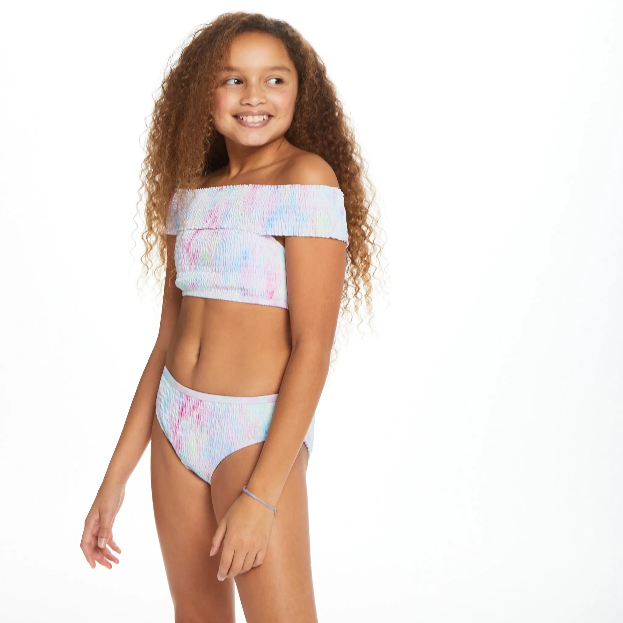 UPF 50  Tween Tie Dye Cold Shoulder Bikini (7-16 Years) | Purple