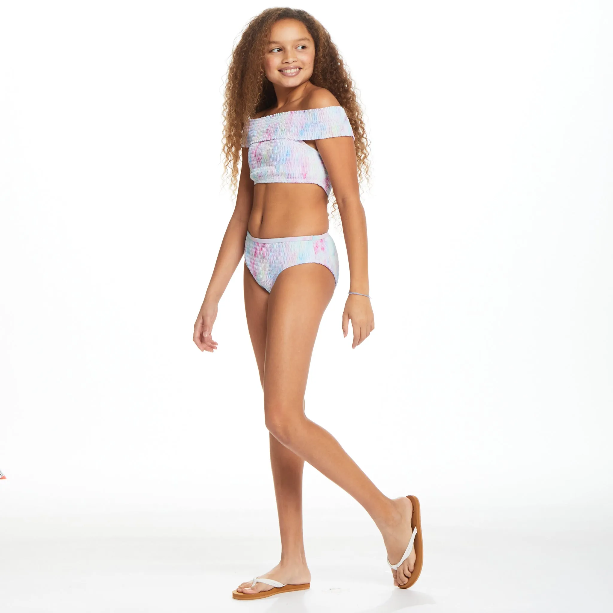 UPF 50  Tween Tie Dye Cold Shoulder Bikini (7-16 Years) | Purple