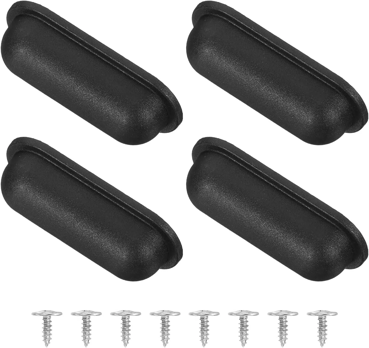uxcell 4Pcs Luggage Replacement Pads, Plastic Luggage Stand Feet Stud, Suitcase and Travel Gear Bottom Side Accessories with Self-Tapping Screws, Black (57x24x15mm)