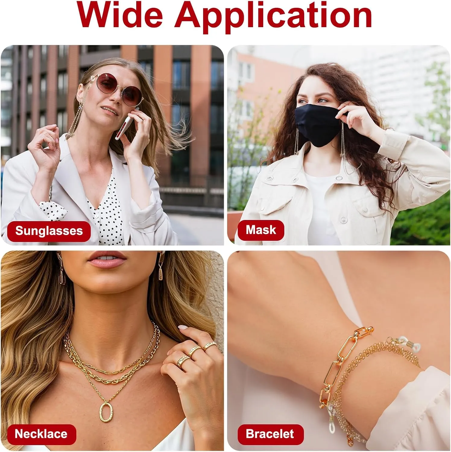 uxcell Beaded Glasses Chain, Eyeglass Chain Eyewear Retainer Eyeglasses Strap Holder Around Neck Sunglasses Chains