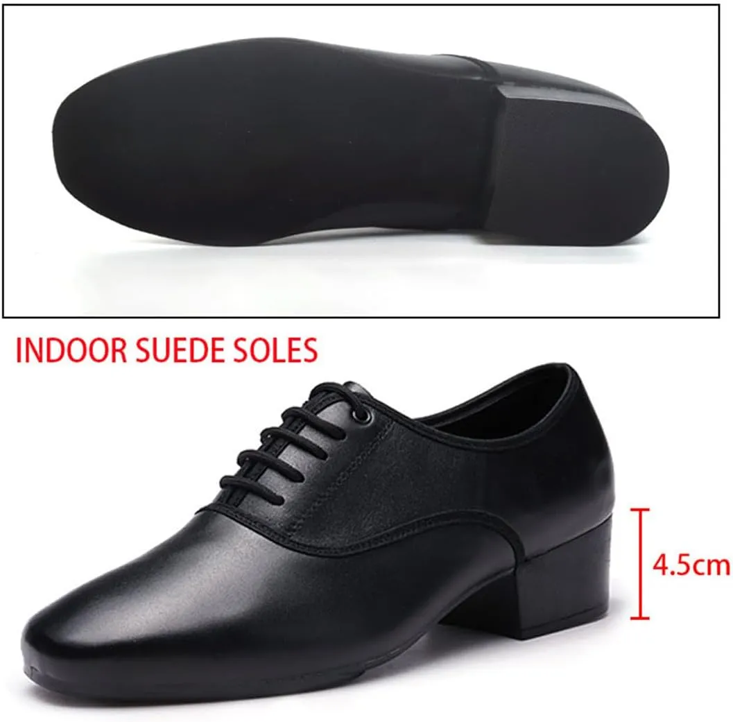 VEACAM Mens Ballroom Damce Shoes, Breathable Latin Tango Morden Character Shoes Leather Swing Dance Shoes