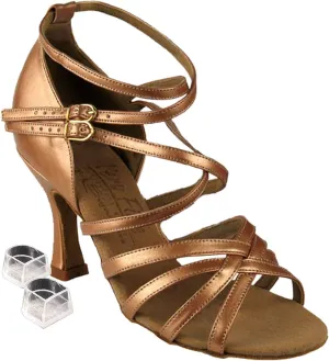 Very Fine Dance Shoes Salsa Ballroom Tango Latin Dance Shoes S9206 Bundle with Dance Shoe Heel Protectors 3" Heel