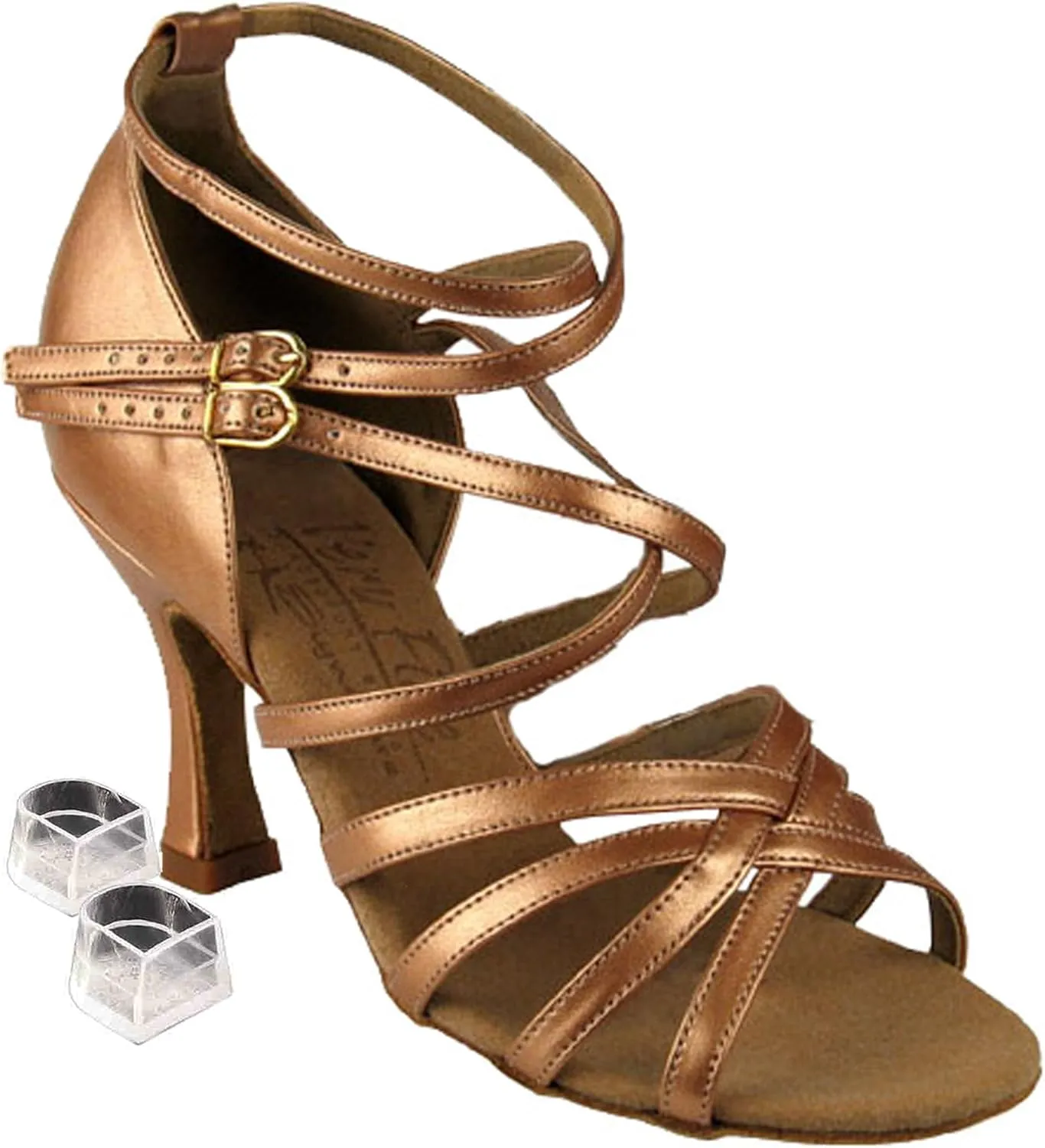 Very Fine Dance Shoes Salsa Ballroom Tango Latin Dance Shoes S9206 Bundle with Dance Shoe Heel Protectors 3" Heel