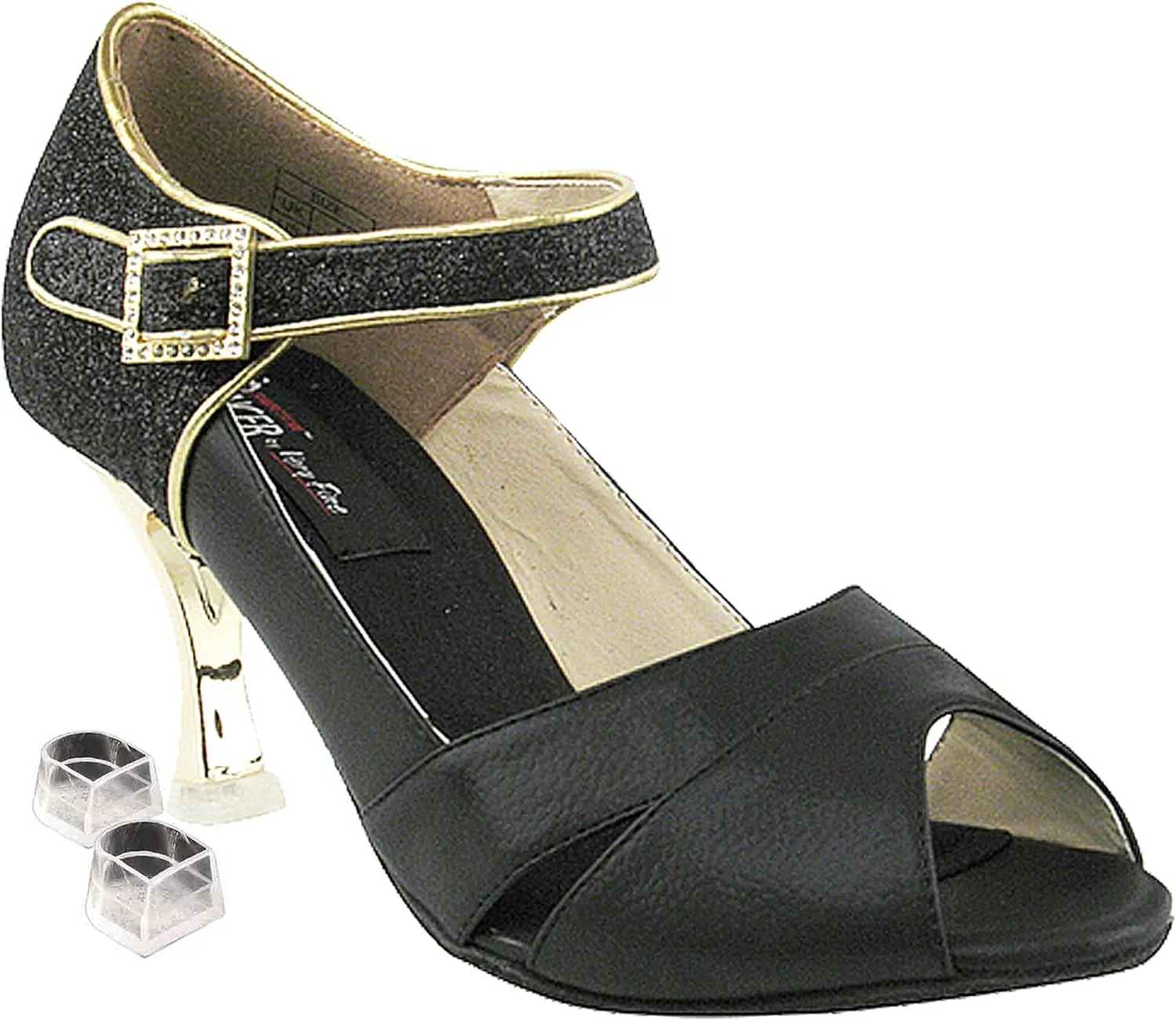 Very Fine Salsa Ballroom Professional Competition Dance Shoes CD3010 with Dance Shoe Heel Protectors 3"