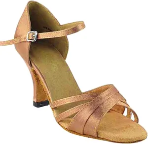 Very Fine Women's Ballroom Dance Shoes Tango Wedding Salsa Dance Shoes Brown Satin 6030EB Comfortable Dance Shoes 2.5" Heel 7.5 M US [Bundle of 5]