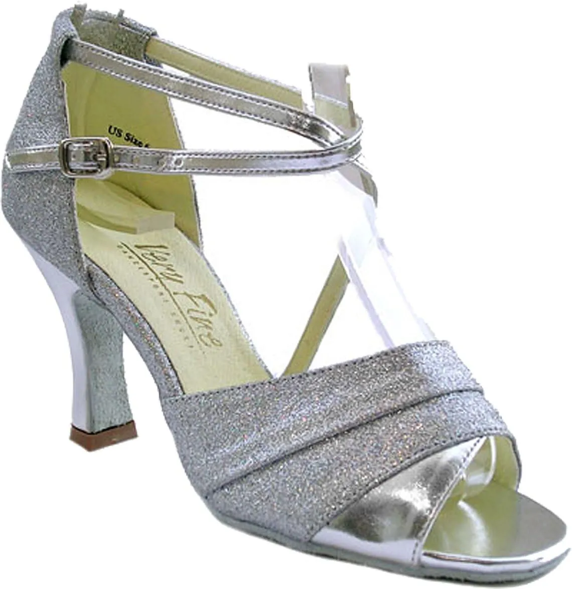 Very Fine Women's Salsa Ballroom Tango Latin Dance Shoes 1659 Bundle with Heel Protectors 2.5" Heel