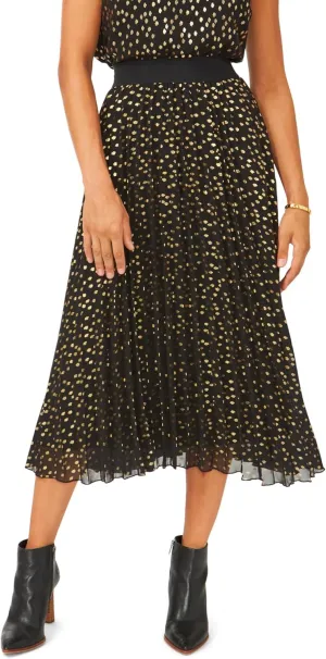 Vince Camuto Womens Black Lined Elastic Waist Pull-on Printed Midi Pleated Skirt XL