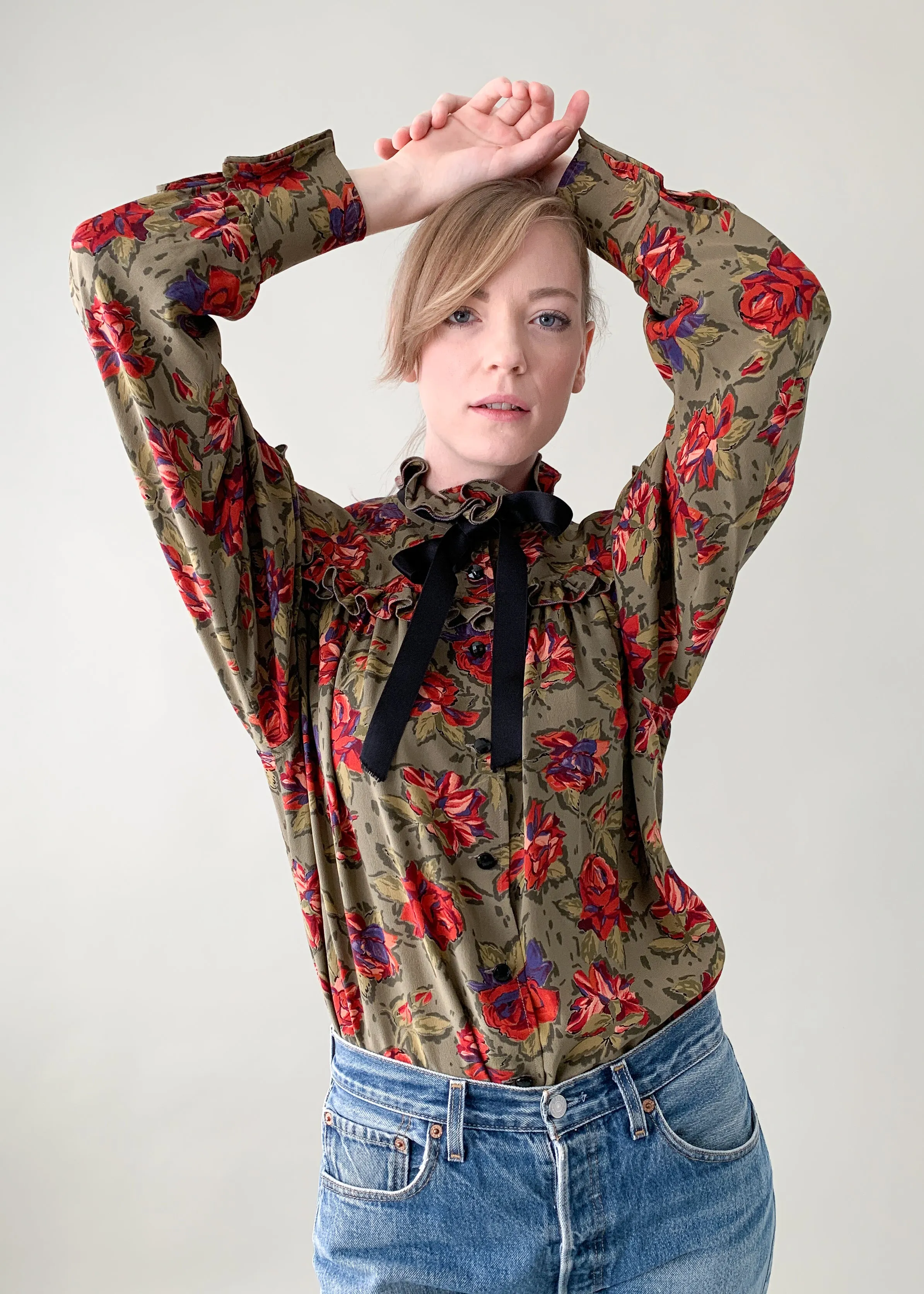 Vintage 1970s Ungaro Floral Silk Blouse