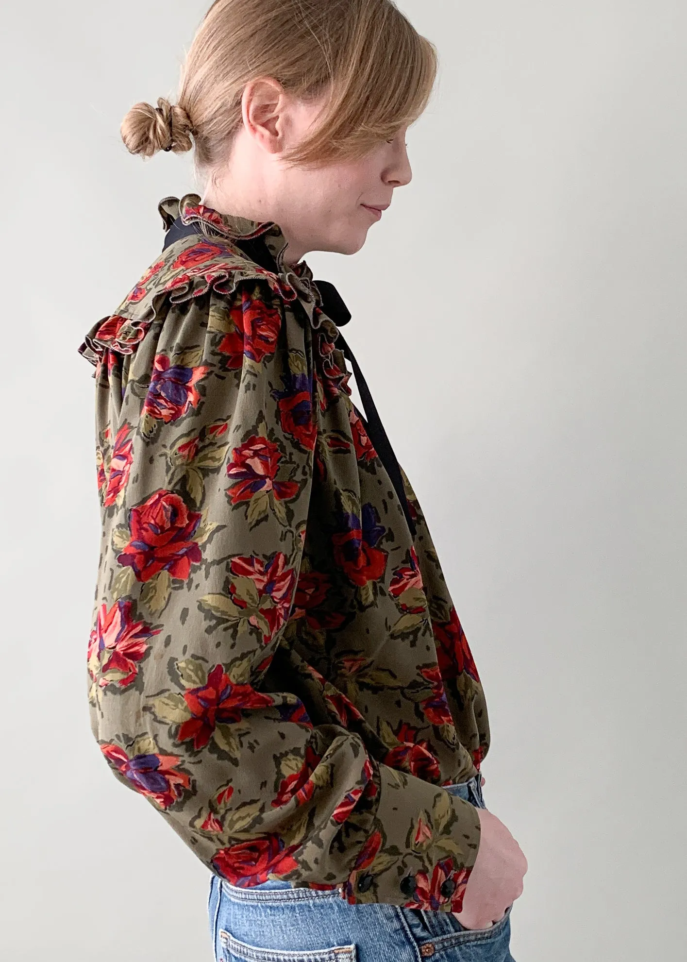 Vintage 1970s Ungaro Floral Silk Blouse