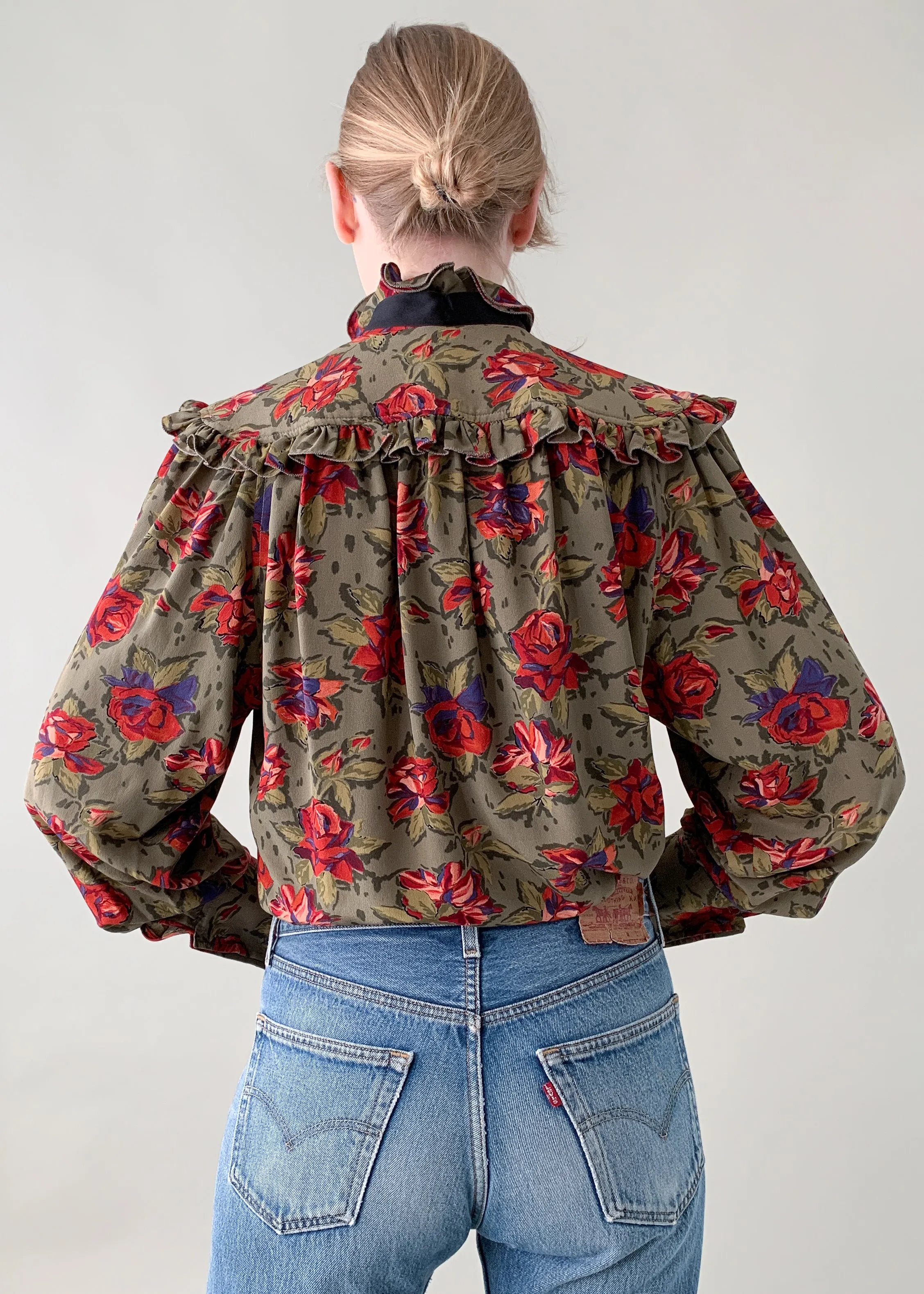 Vintage 1970s Ungaro Floral Silk Blouse