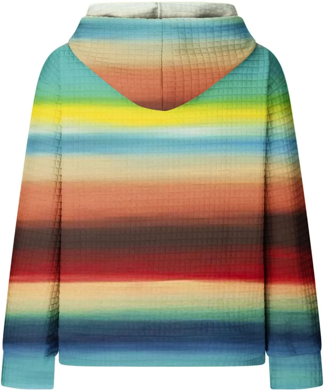Waffle Hoodie for Women Multicolored Comfy Hoodies Casual Trendy Sweatshirt Loose Fit Pullover Tops with Pocket