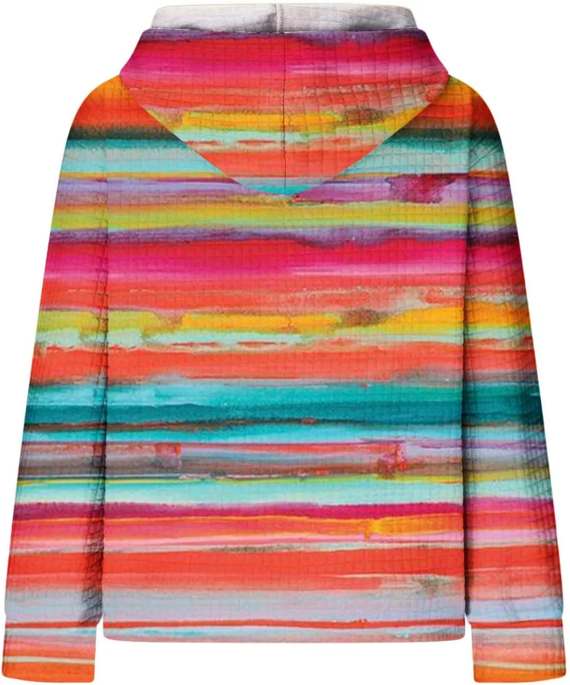 Waffle Hoodie for Women Multicolored Comfy Hoodies Casual Trendy Sweatshirt Loose Fit Pullover Tops with Pocket