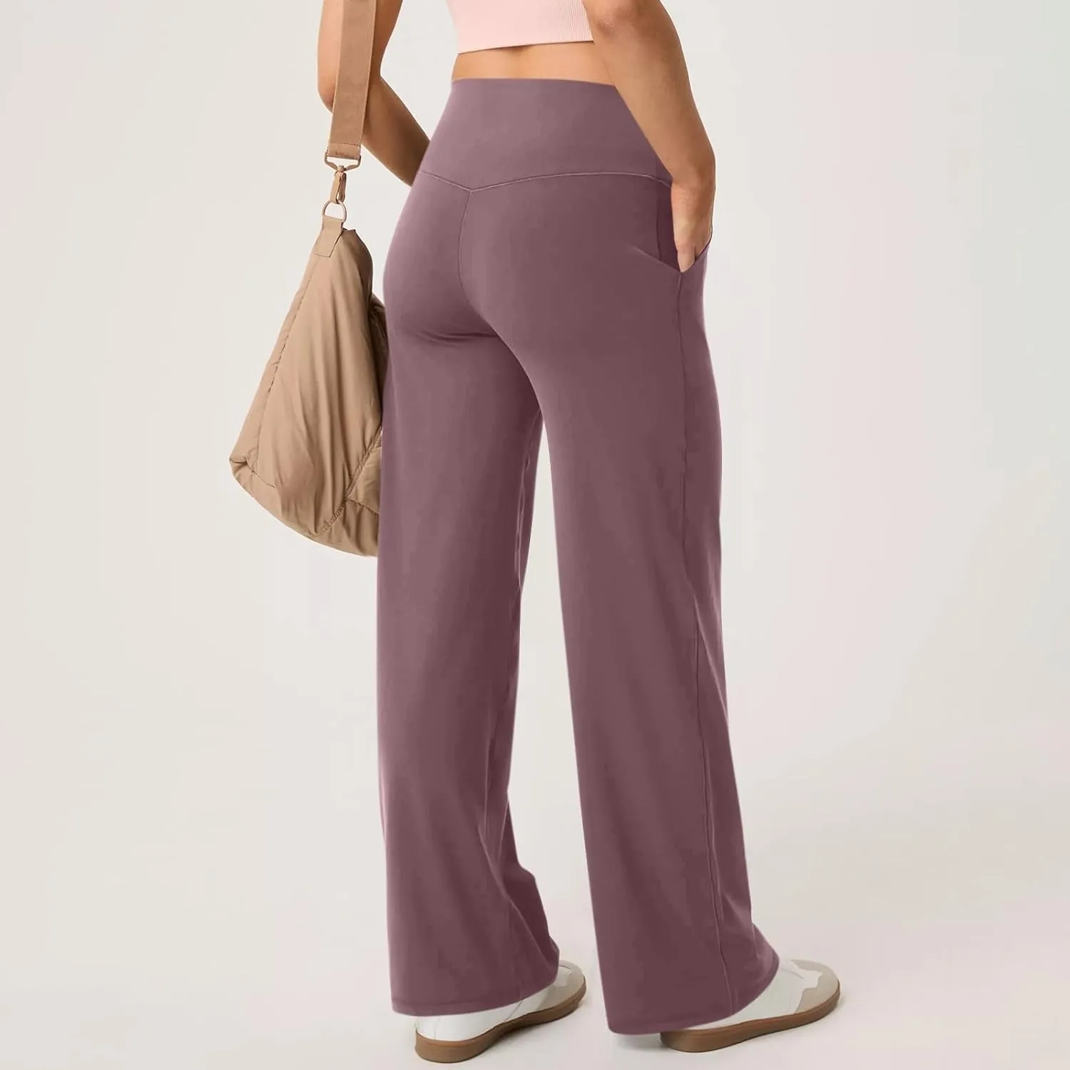 Wide Leg Pants Women 2025 Summer High Waist Yoga Pants with Pockets Casual Loose Stretch Dress Work Trousers