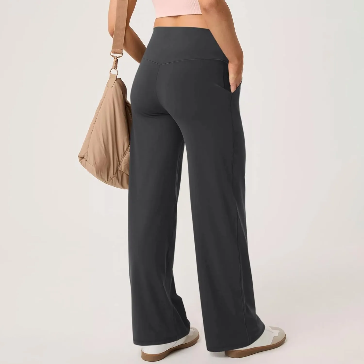 Wide Leg Pants Women 2025 Summer High Waist Yoga Pants with Pockets Casual Loose Stretch Dress Work Trousers