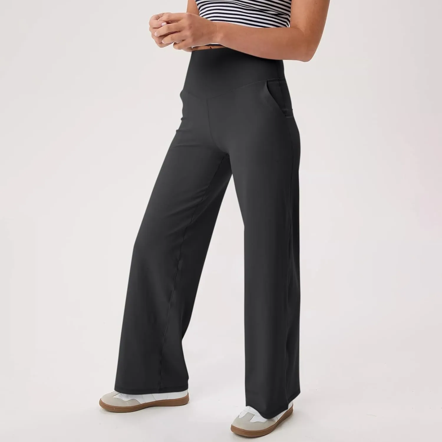 Wide Leg Pants Women 2025 Summer High Waist Yoga Pants with Pockets Casual Loose Stretch Dress Work Trousers