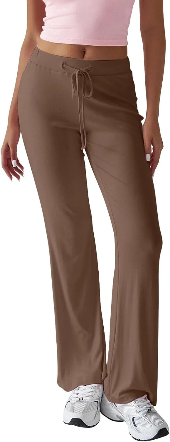 Wide Leg Sweatpants Women Lightweight Drawstring High Waisted Yoga Pants with Pockets Baggy Workout Lounge Pants