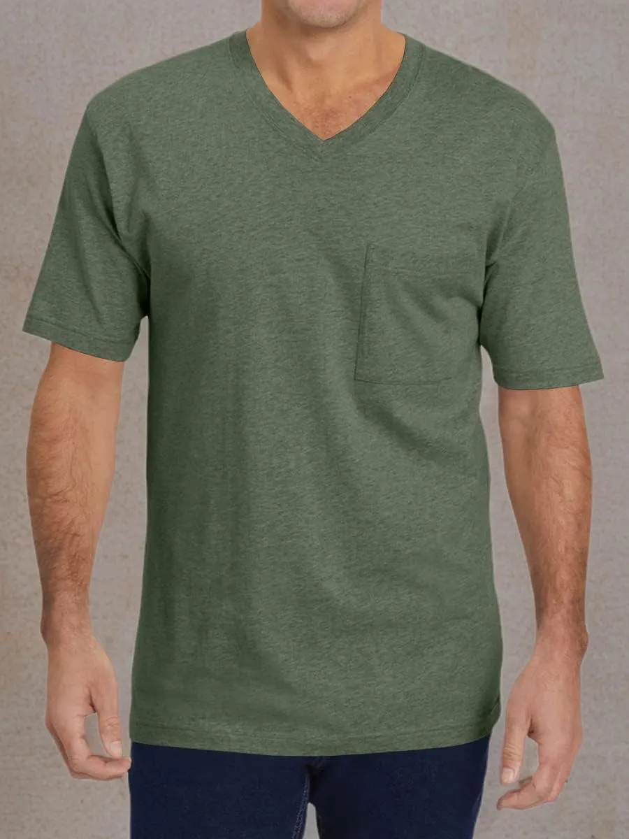 Wihion Mens Short Sleeve Pocket T-Shirts Casual Summer Cotton V Neck Tee Tops