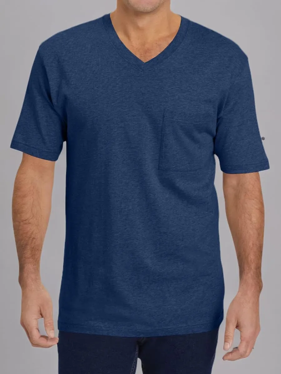 Wihion Mens Short Sleeve Pocket T-Shirts Casual Summer Cotton V Neck Tee Tops