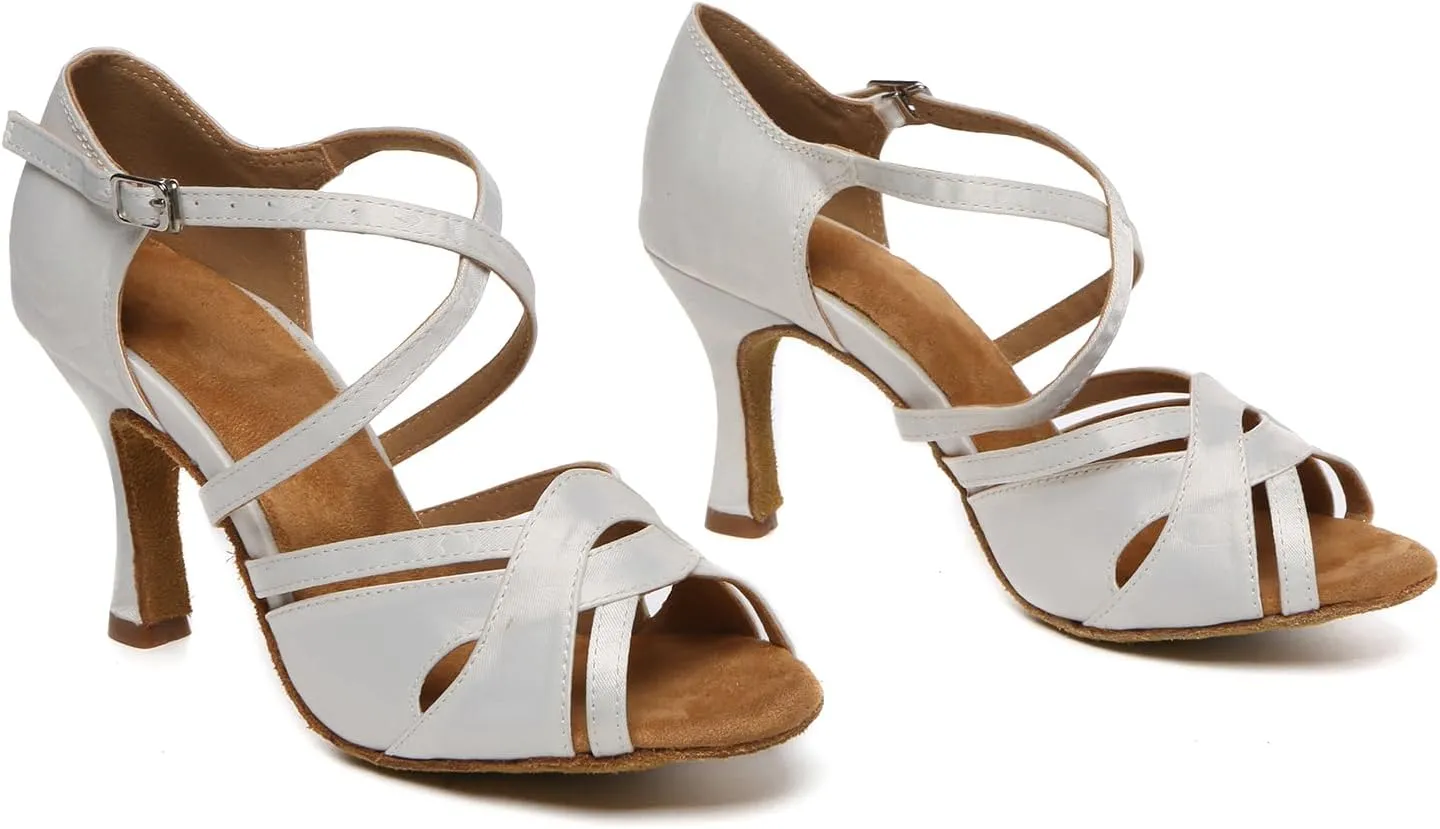 Women Ballroom Latin Dance Shoes Open Toe Latin Salsa Dancing Shoes for Party Wedding