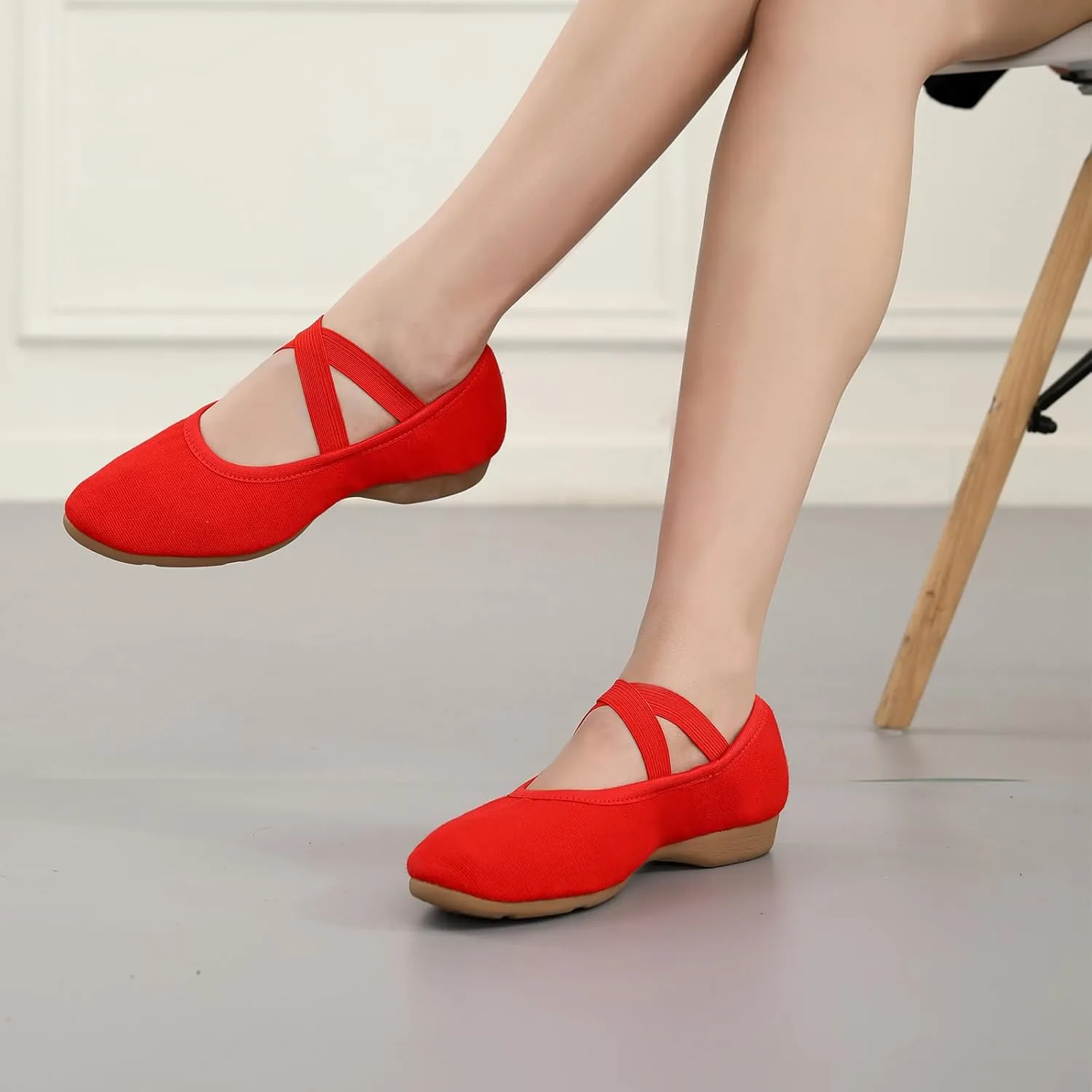 Women Flat Dance Practice Shoes Canvas Ballroom Social Dance Shoes for Beginner