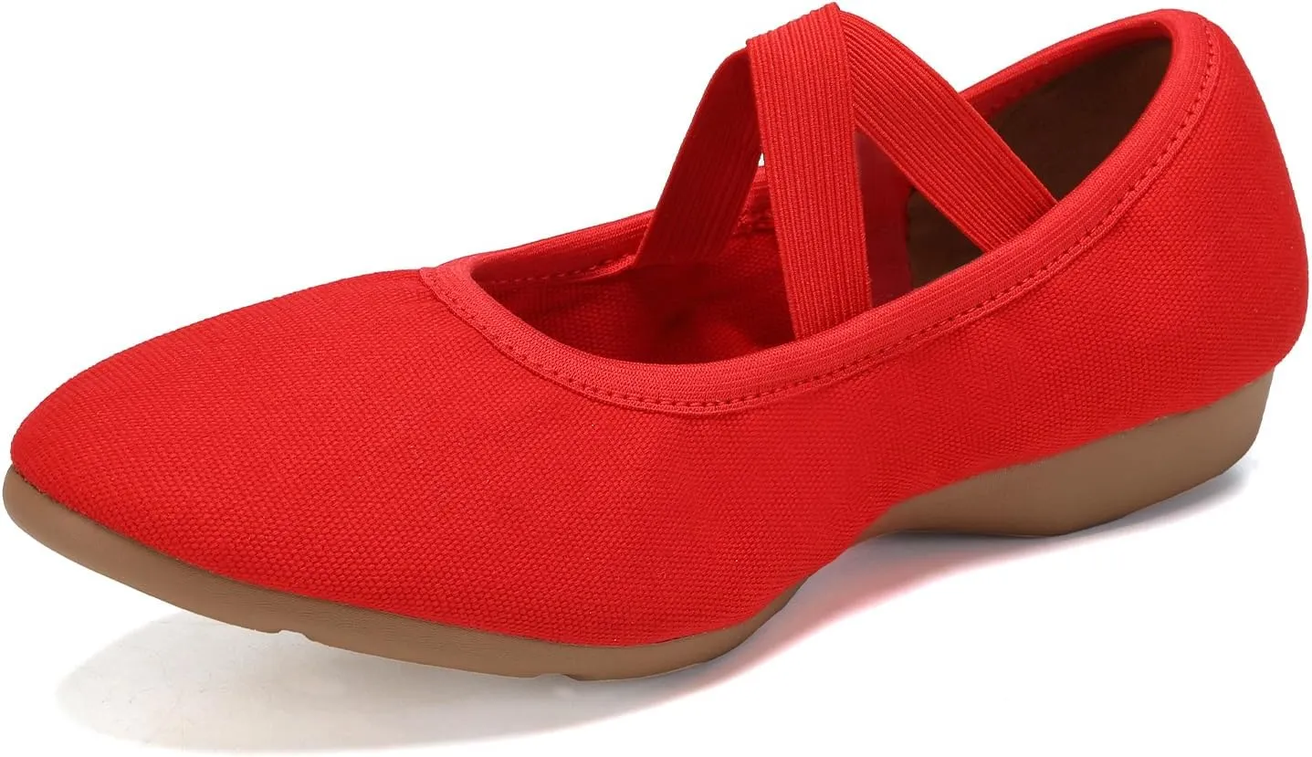 Women Flat Dance Practice Shoes Canvas Ballroom Social Dance Shoes for Beginner