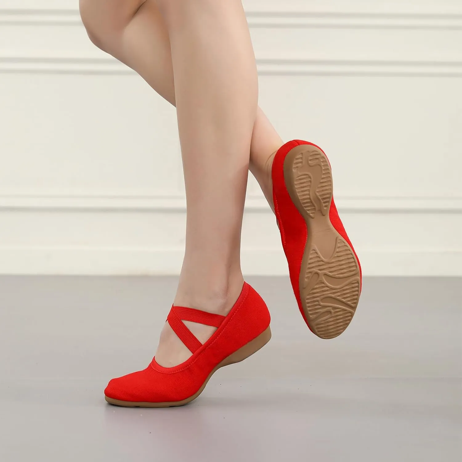 Women Flat Dance Practice Shoes Canvas Ballroom Social Dance Shoes for Beginner